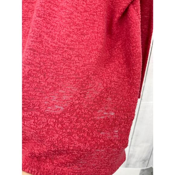 Bobeau (S) Reddish Pink Boucle Knit Sheer Hoodie Sweater Sweatshirt - Picture 5 of 8